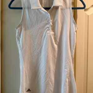 Adidas White Sleeveless Polo Top